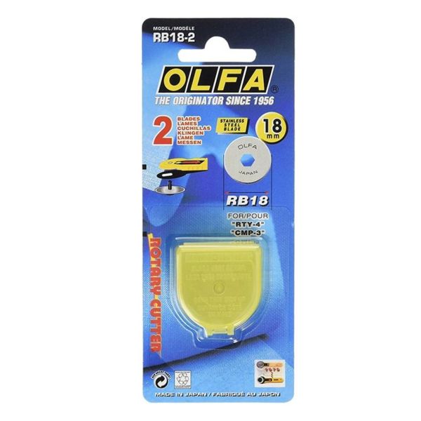 Set of 2 replacement blades OLFA RB18-2 diam 18 mm - Straight cut