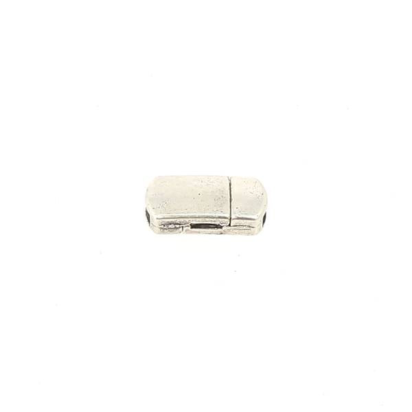Fermoir Pour Bijou Rectangle Avec Crochet - Nickelé, Pour Lacet Plat De 7 Mm - Neuf