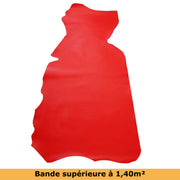 Bande de cuir rouge VVN TANAO, épaisseur 1,5 mm, peaux de cuir souples et résistantes pour accessoires ou maroquinerie.