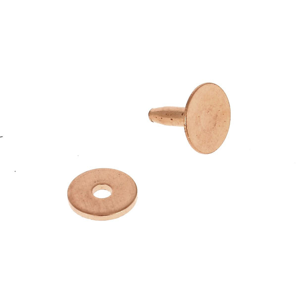 uxcell Lot de 25 rivets et bavures en cuivre, 12 x 4 x 19 mm, rivets en cuivre massif pour cuir et loisirs créatifs, ton doré