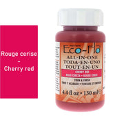 Teinture 2 en 1 pour cuir Eco-Flo, 130ml, couleur rouge cerise, application sur un cuir naturel et brillant.