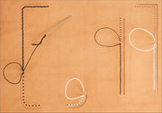 Calque réutilisable Tandy Leather pour transfert de motifs sur cuir, guide de couture avec outils pour travaux de maroquinerie.
