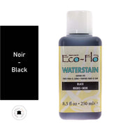 Teinture ECO-FLO WATERSTAIN noire pour teintures et peintures, application sur bois ou cuir, texture liquide, aspect lisse.