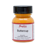 Peinture cuir acrylique Angelus Buttercup 29,5 ml, teinture pour cuir, couleur jaune pâle, flacon standard.