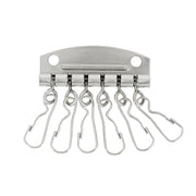 Attache porte-clés avec 6 mousquetons en nickel, boucle de fixation pour clés et accessoires, en bouclerie.