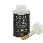 Pot de 250 ml de colle néoprène extra liquide avec pinceau intégré, idéale pour coller le cuir, par Deco Cuir