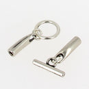 Fermoir bijou - fermeture T - Argent vieilli - lacet rond 3 mm - Deco Cuir