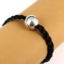 Bracelet en cuir tressé - Fermoir boule Yin Yang