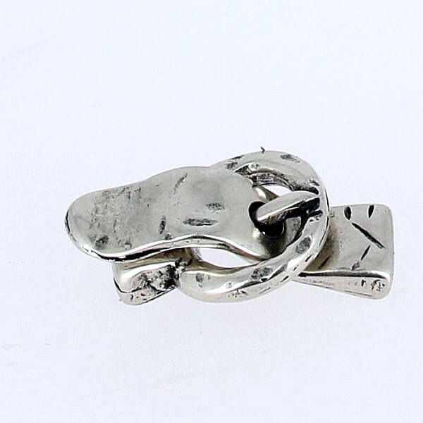 Fermoir pour bracelet - Boucle ronde - Argent vieilli - lanière 10 mm - Deco Cuir