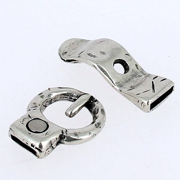 Bracelet clasp - Round buckle - Aged silver - 10 mm strap