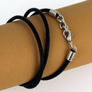 Fermoir bijou - Fermeture chaine - Argent vieilli - Lacet rond 2 mm - Deco Cuir