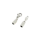 Fermoir bijou - Fermeture chaine - Argent vieilli - Lacet rond 2 mm - Deco Cuir