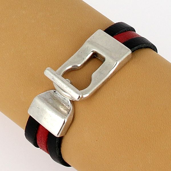 Fermoir bijou - Fermeture clé T - Argent vieilli - Lanière 13 mm - Deco Cuir