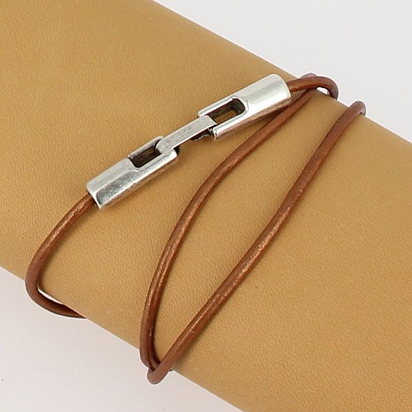 Fermoir bijou - Fermeture clip - Lacet rond - ARGENT VIEILLI - Deco Cuir