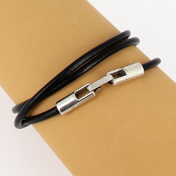 Fermoir bijou - Fermeture clip - Lacet rond - ARGENT VIEILLI - Deco Cuir