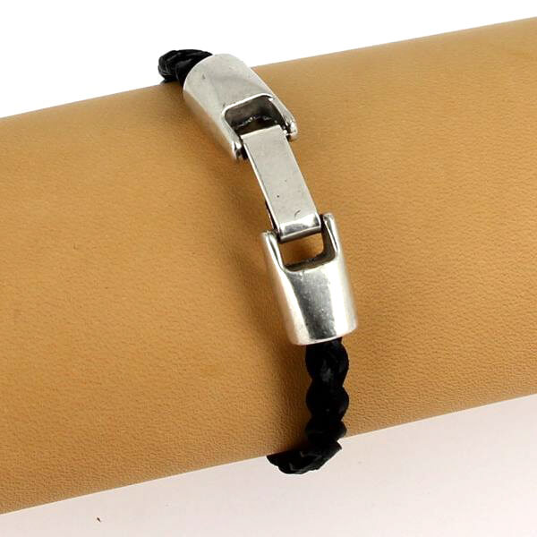 Fermoir bijou - Fermeture clip - Lacet rond - ARGENT VIEILLI - Deco Cuir