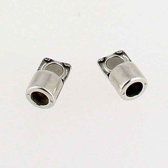 Jewel clasp - Magnetic cylinders - Aged silver - Round lace 5 mm