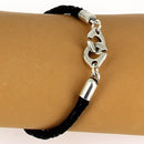 Fermoir bijou - Fermeture menotte - Argent vieilli - Lacet rond 5 mm - Deco Cuir