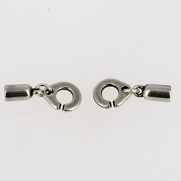 Fermoir bijou - Fermeture menotte - Argent vieilli - Lacet rond 5 mm - Deco Cuir