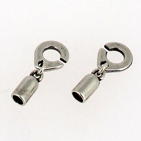 Fermoir bijou - Fermeture menotte - Argent vieilli - Lacet rond 5 mm - Deco Cuir