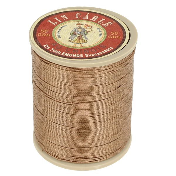 375m spool of glossy cabled Chinese linen thread - 832 Beige 185 