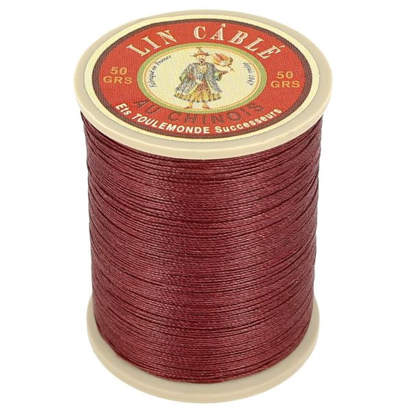 200m spool of glossy cabled Chinese linen thread - 432 Brick 425 