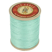 Bobine de 200m de fil de lin câblé glacé AU CHINOIS, couleur Jade 448, vue arrière.