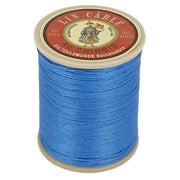 Bobine de 133m de fil de lin câblé glacé AU CHINOIS, couleur bleu roy, vue du verso.