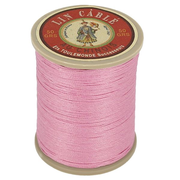 133m spool of waxed cable Chinese linen thread - 332 Pink 200 