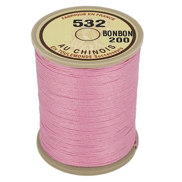 133m spool of waxed cable Chinese linen thread - 332 Pink 200 