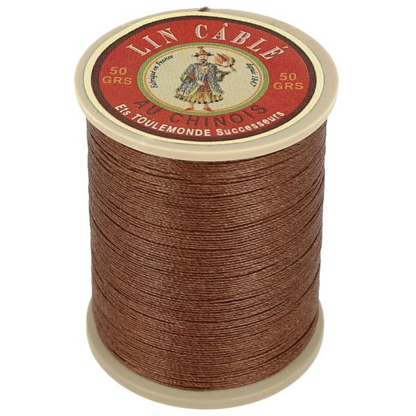 375m spool of glossy cabled Chinese linen thread - 832 Light brown 276 
