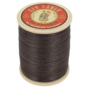 Bobine de 250m de fil de lin câblé glacé AU CHINOIS couleur marron 901, vue verso, mercerie de qualité.