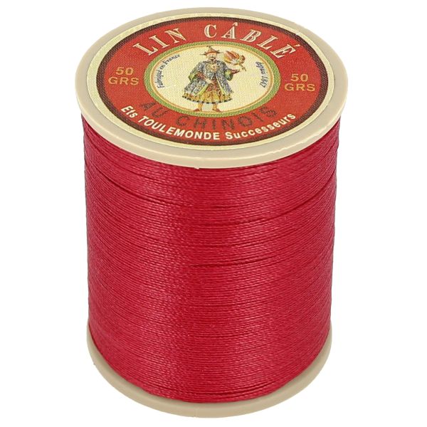 250m spool of waxed cable Chinese linen thread - 532 Red 128 