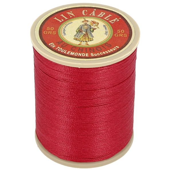 Bobine de 285m de fil de lin au chinois câblé glacé - 632 Rouge 128 - Deco Cuir