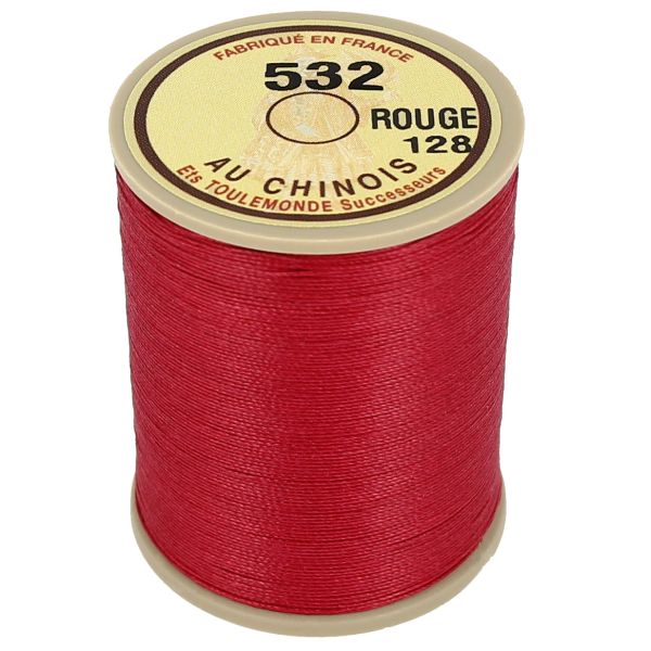Bobine de 133m de fil de lin au chinois câblé glacé - 332 Rouge 128 - Deco Cuir