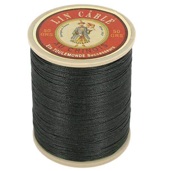 375m spool of glossy cabled Chinese linen thread - 832 Fir green 494 