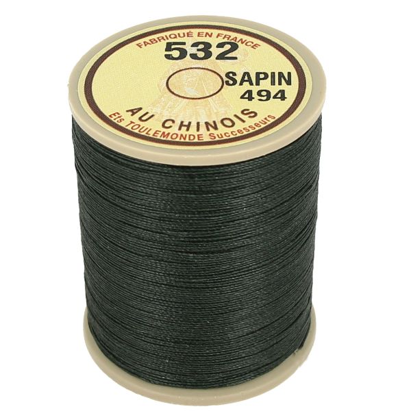 250m spool of waxed cable Chinese linen thread - 532 Fir green 494 