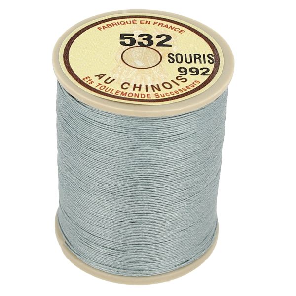 Bobine de 250m de fil de lin au chinois câblé glacé - 532 Gris souris 992 - Deco Cuir