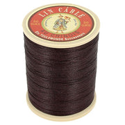 Bobine de 285m de fil de lin câblé glacé AU CHINOIS, couleur Terre 369, vue verso, utilisé en mercerie.