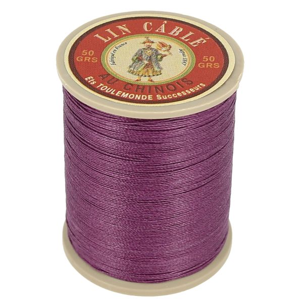 200m spool of waxed cable Chinese linen thread - 432 Violet 218 