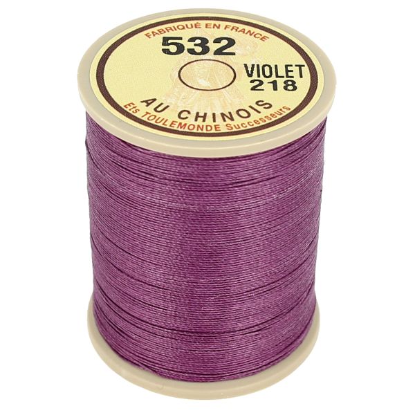 Bobine de 250m de fil de lin au chinois câblé glacé - 532 Violet 218 - Deco Cuir