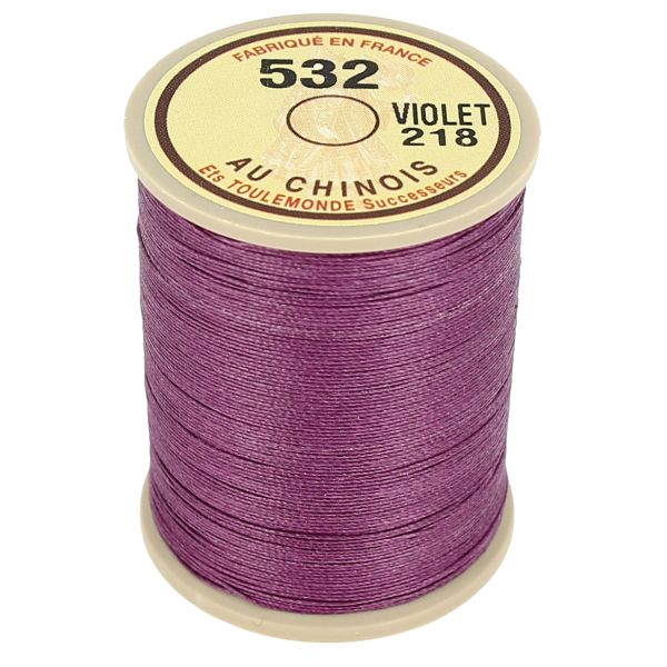 250m spool of glossy cabled Chinese linen thread - 532 Violet 218 