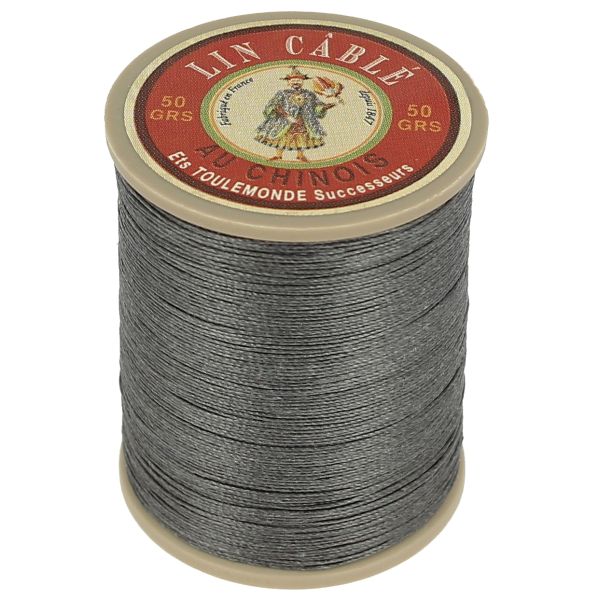 Bobine de 285m de fil de lin au chinois câblé glacé - 632 Ardoise 872 - Deco Cuir