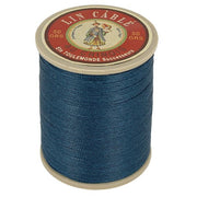 Bobine de 133m de fil de lin câblé glacé AU CHINOIS 332 Bleu 266, vue de dos, pour mercerie et couture.
