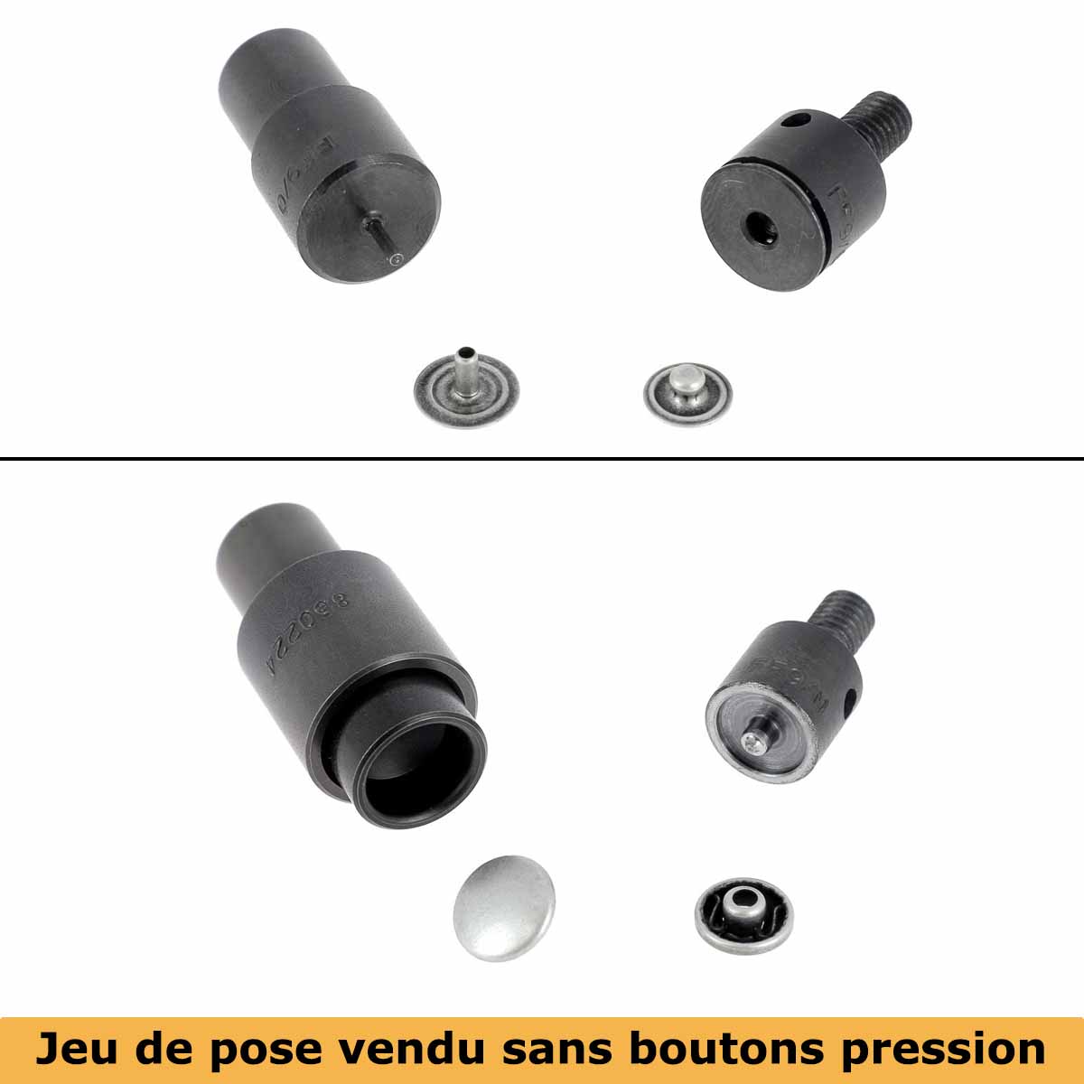 Jeu de pose Premium PRESSE D'ÉTABLI - Pour BOUTONS PRESSION - Deco Cuir