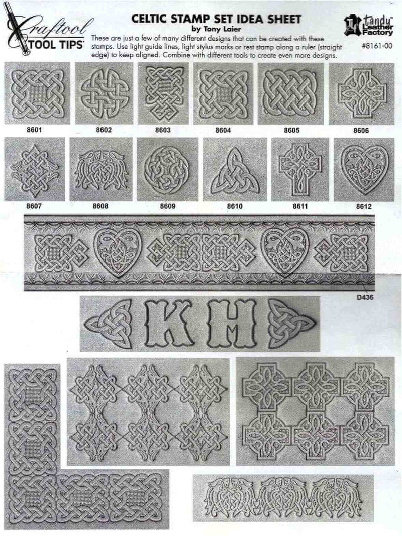 Set of 12 Celtic stamps to hit - 2.5 x 3 cm - 8161