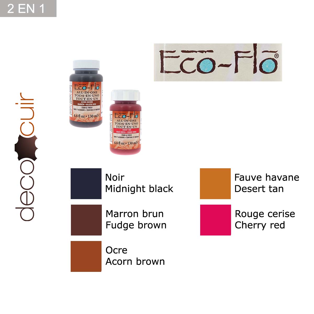 Teinture 2 en 1 pour cuir - Eco-Flo - 130ml - ROUGE CERISE / CHERRY RED - Deco Cuir
