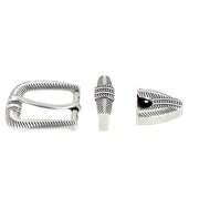 Boucle de ceinture mexicaine NEL en argent vieilli, 25mm, vue en gros plan, boucle de ceinture en métal pour accessoires de mode.